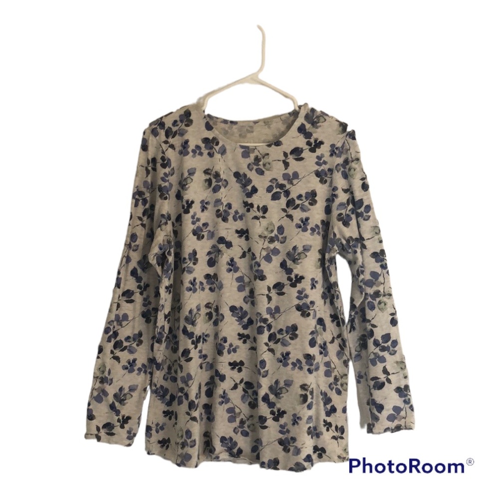 PureJill Long Sleeve Shirttail Tee Sz L